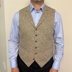 Men's Tan Button-Up Vest